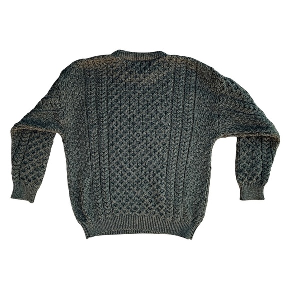 Aran Crafts Irish Wool Chunky Fisherman Knit Western Sweater Made In Ireland - Picture 3 of 8